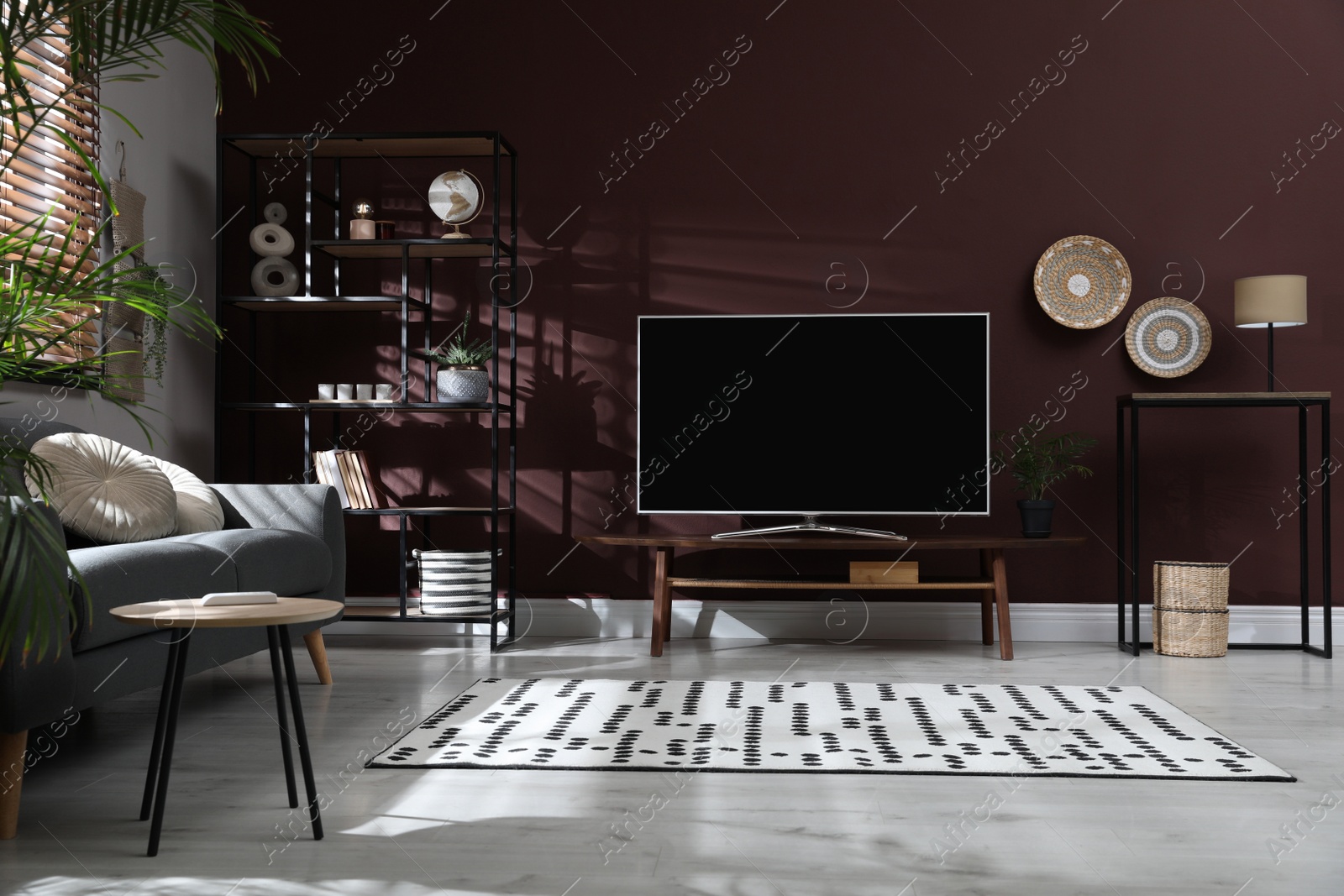 Photo of Living room interior with modern TV on stand