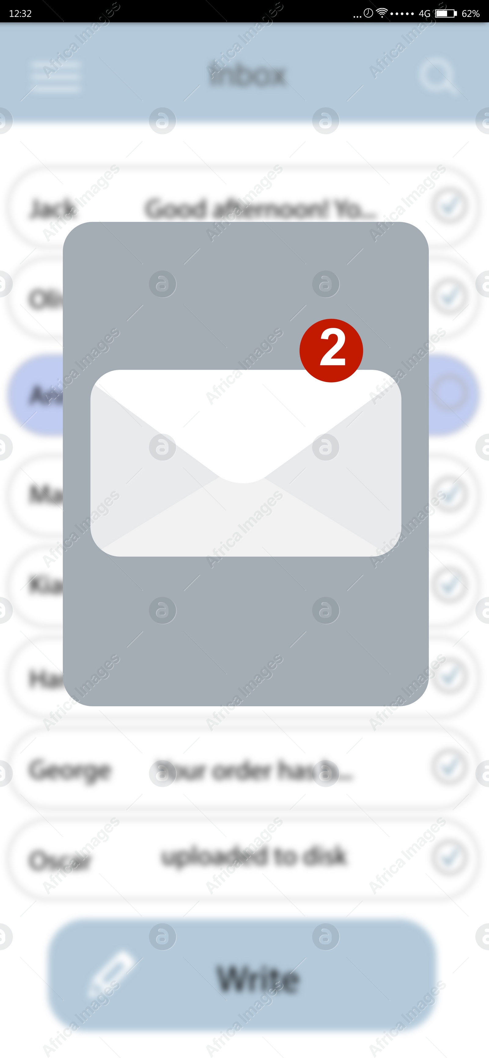 Illustration of Interface of mailbox, illustration. User's account with new emails