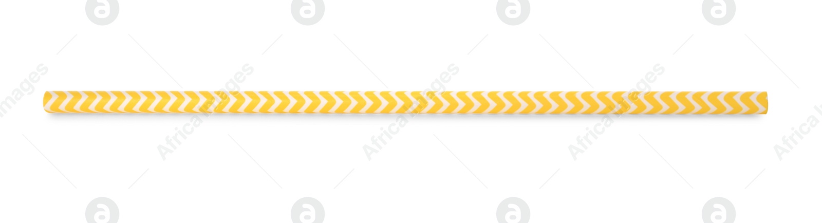 Photo of One striped paper straw for drinking isolated on white
