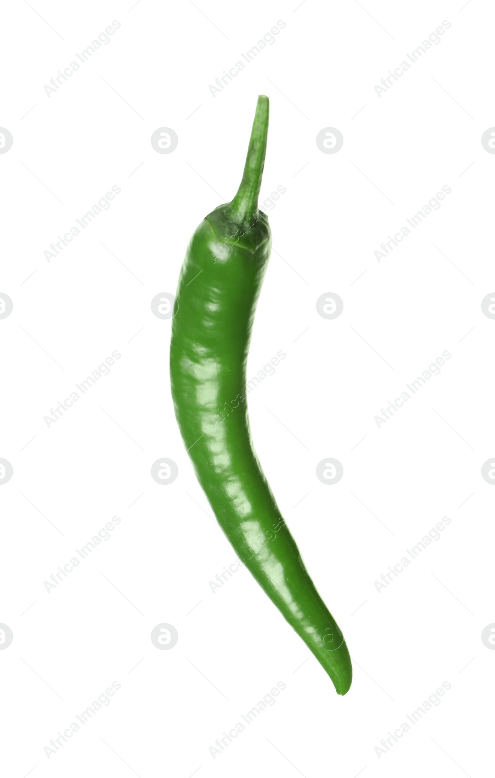 Photo of Green hot chili pepper isolated on white