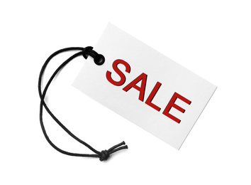 Image of Tag with text SALE isolated on white. Black Friday 