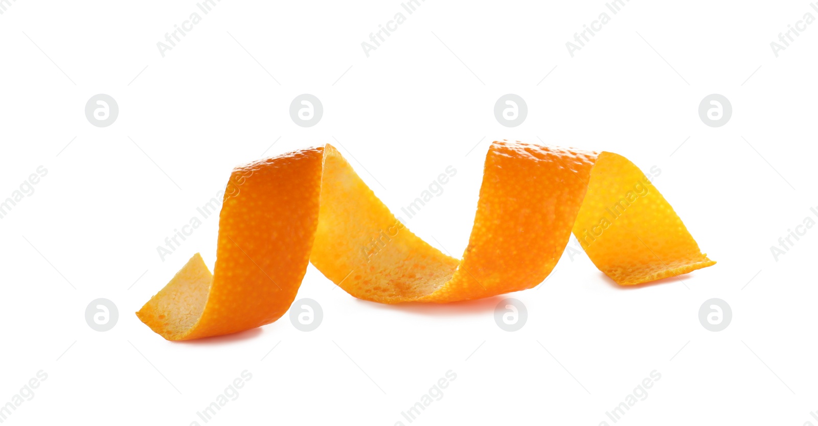 Photo of Fresh orange peel on white background. Healthy fruit