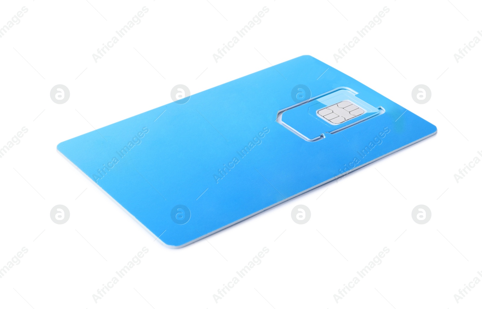 Photo of Light blue SIM card isolated on white