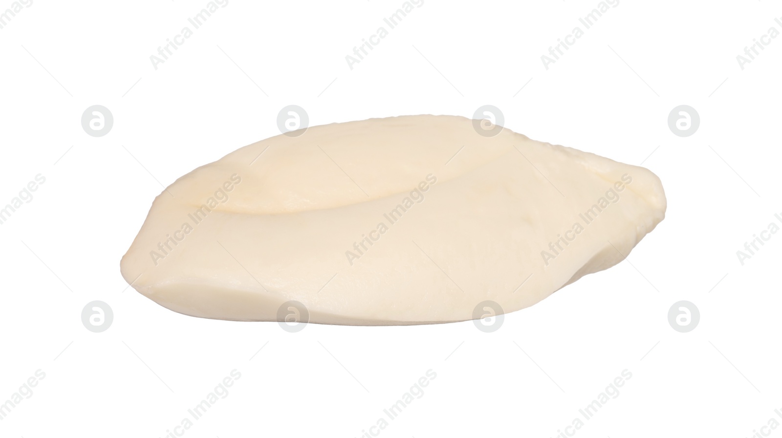 Photo of One slice of mozzarella cheese isolated on white