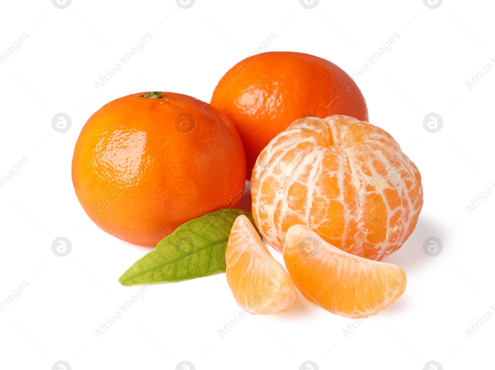 Photo of Fresh ripe juicy tangerines isolated on white