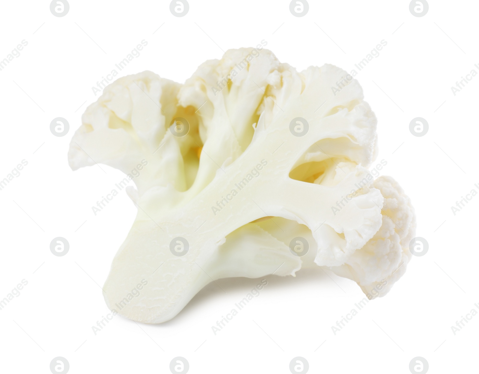 Photo of Cut fresh raw cauliflower on white background