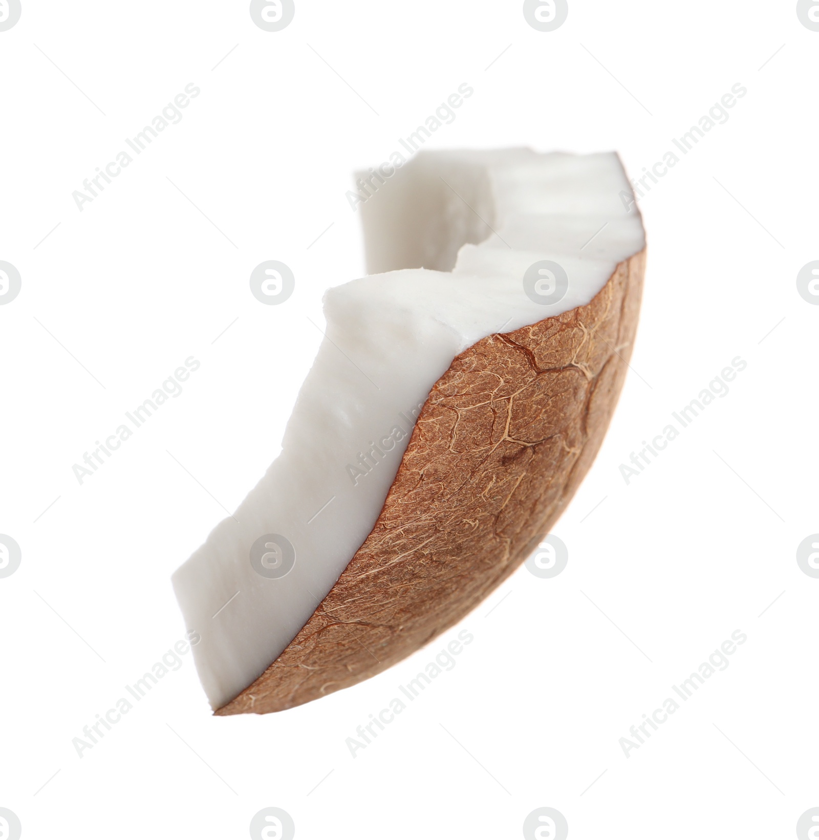 Photo of Piece of ripe coconut isolated on white