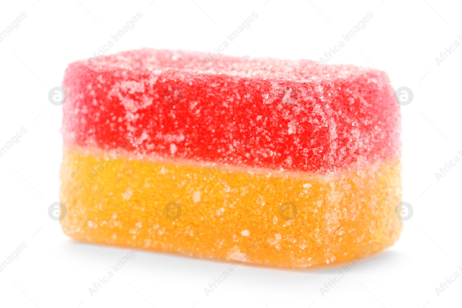 Photo of Delicious colorful chewing candy on white background