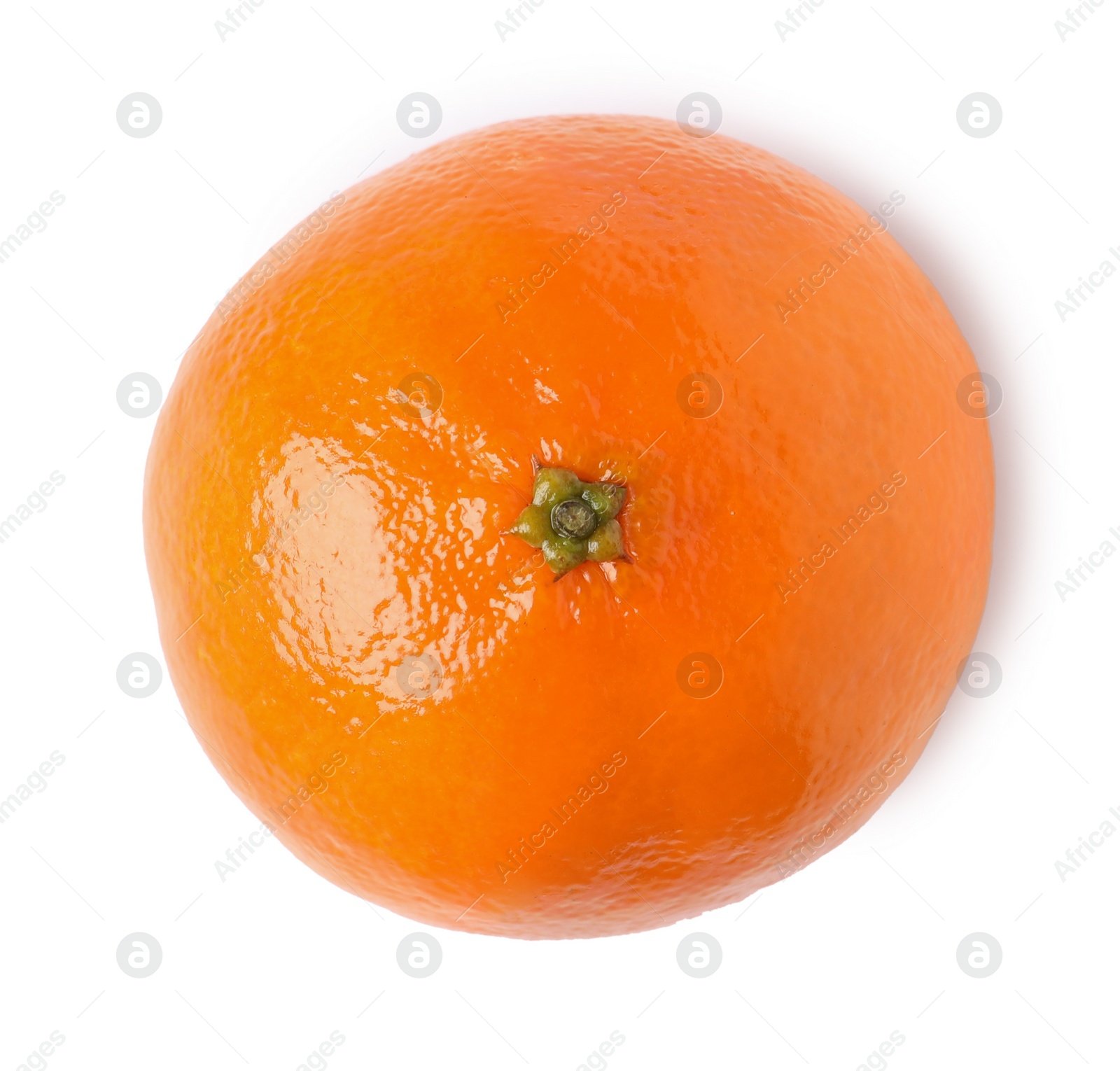 Photo of Fresh ripe tangerine isolated on white, top view