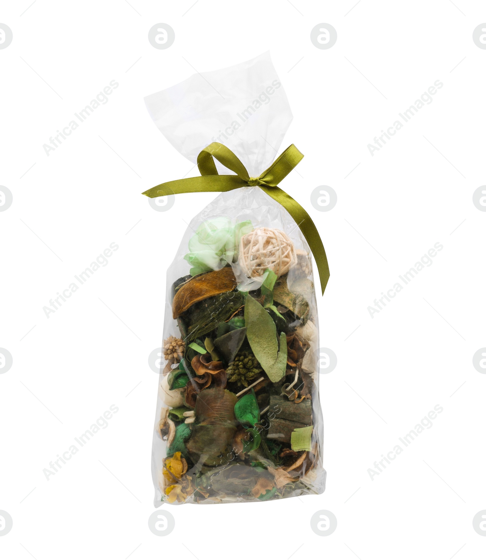 Photo of Scented sachet of potpourri isolated on white