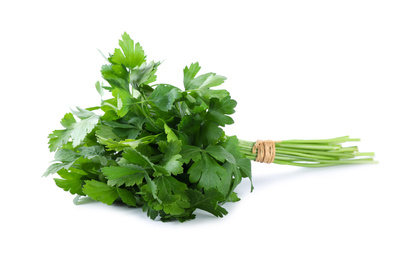 Photo of Bunch of fresh green parsley isolated on white