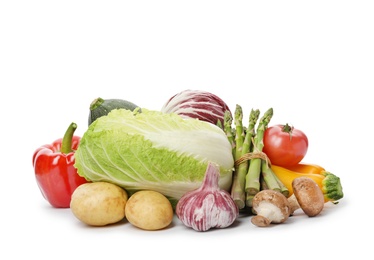 Different fresh ripe vegetables isolated on white