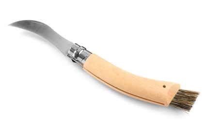 Mushroom knife with brush isolated on white