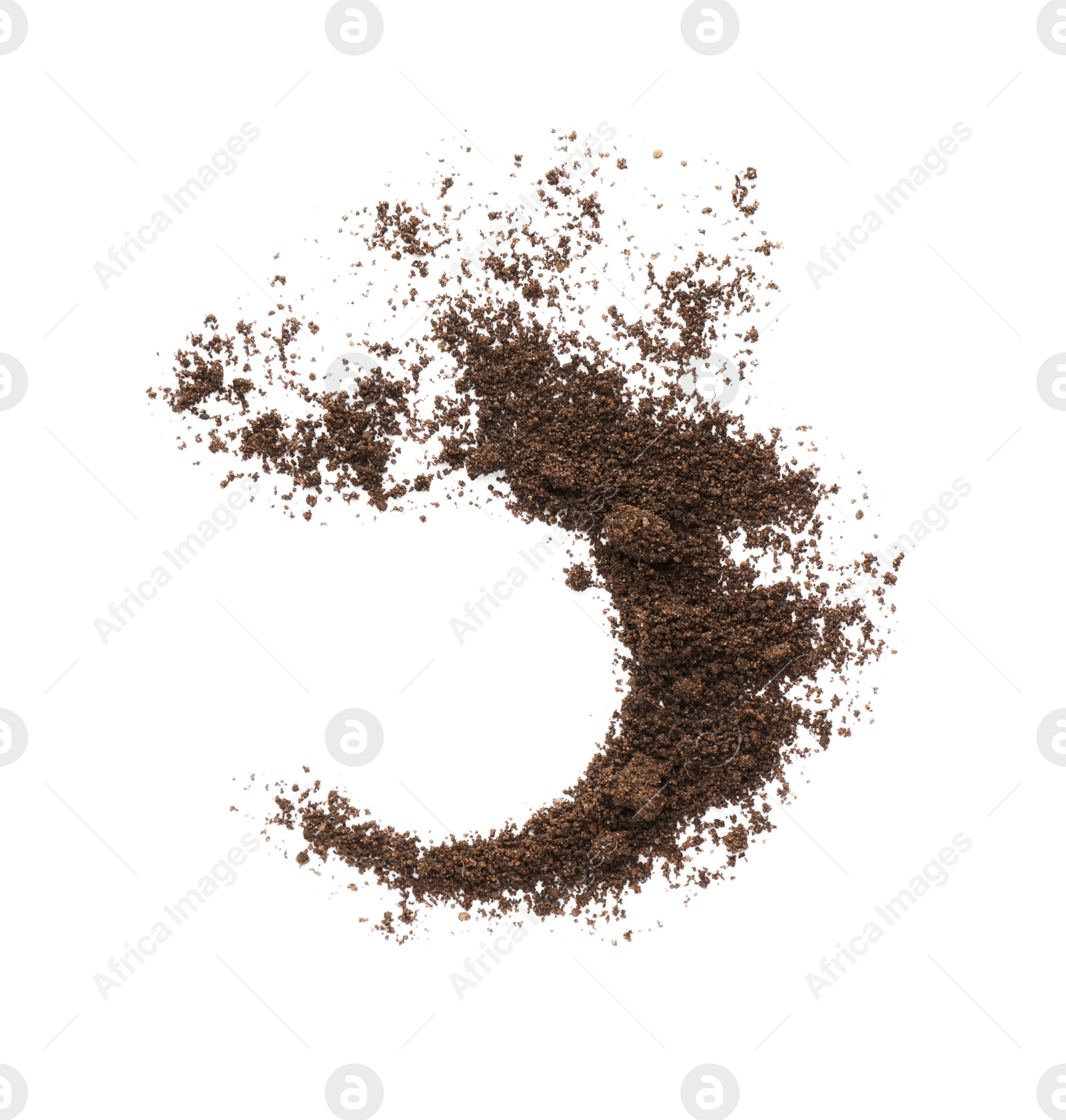 Photo of Frame made of soil on white background, top view. Fertile ground