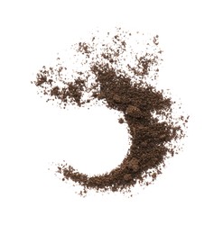 Photo of Frame made of soil on white background, top view. Fertile ground