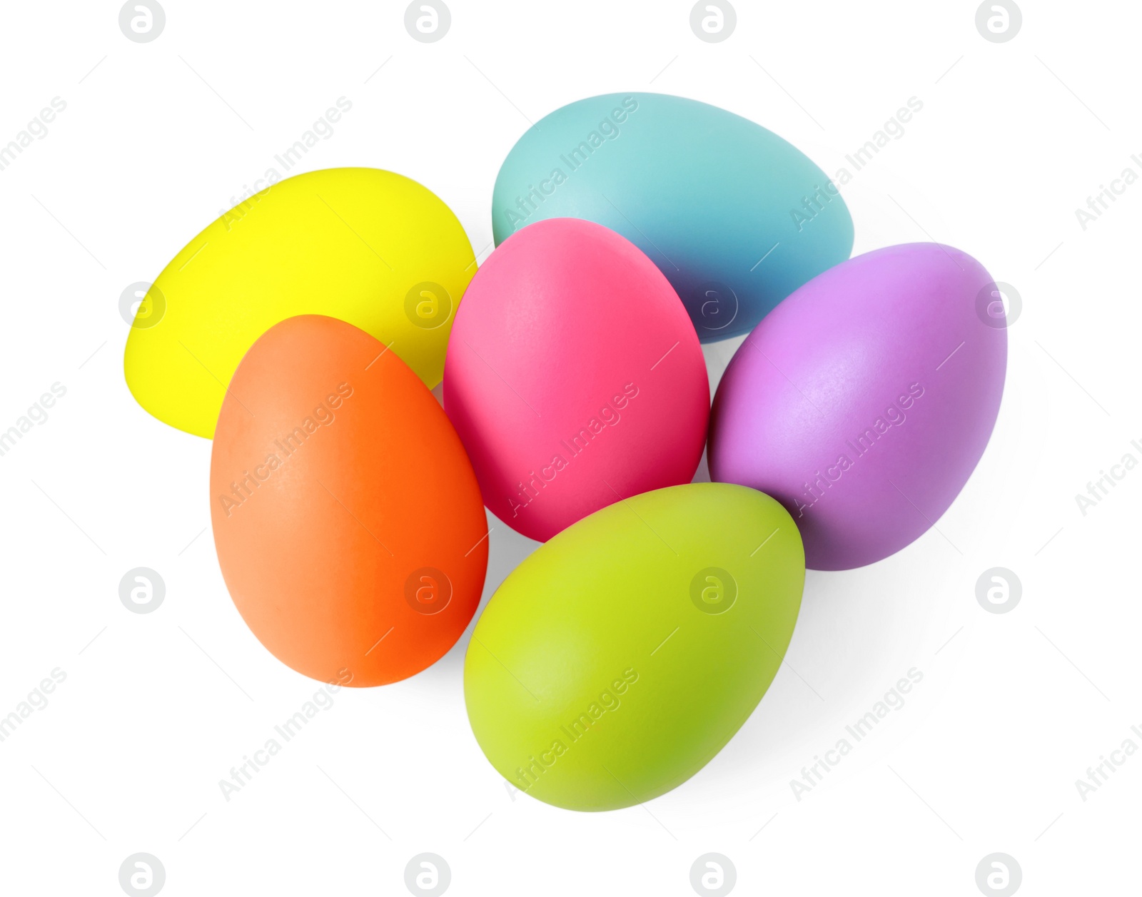 Photo of Many colorful Easter eggs isolated on white