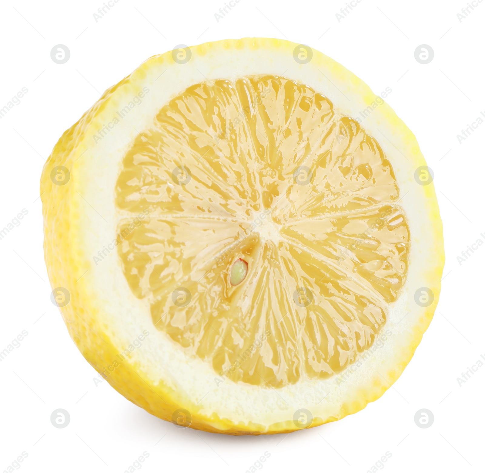 Photo of Half of lemon isolated on white. Citrus fruit