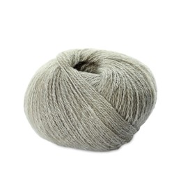 Soft grey woolen yarn isolated on white