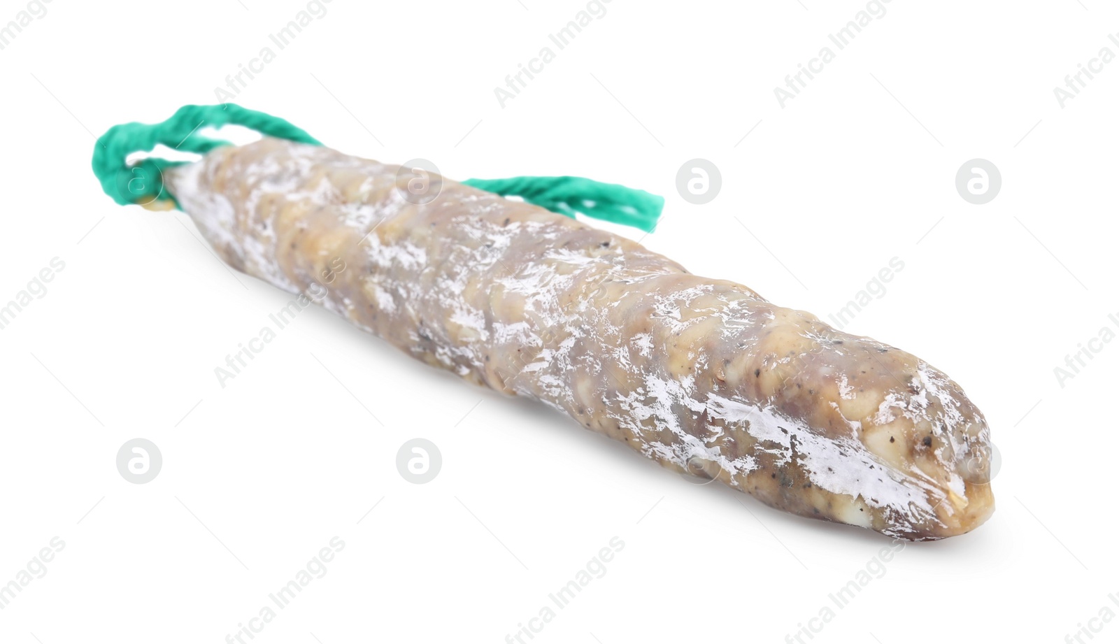 Photo of Whole delicious fuet sausage isolated on white