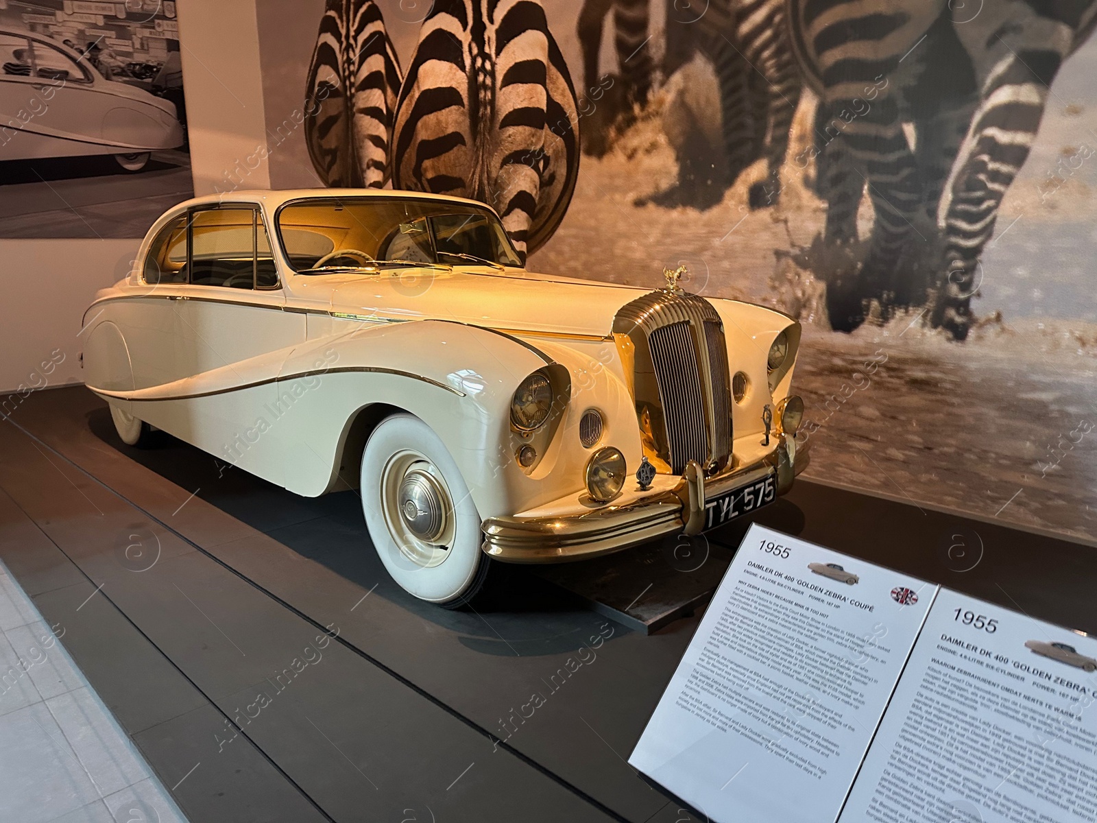 Photo of Hague, Netherlands - November 8, 2022: Beautiful view of white retro car in Louwman museum