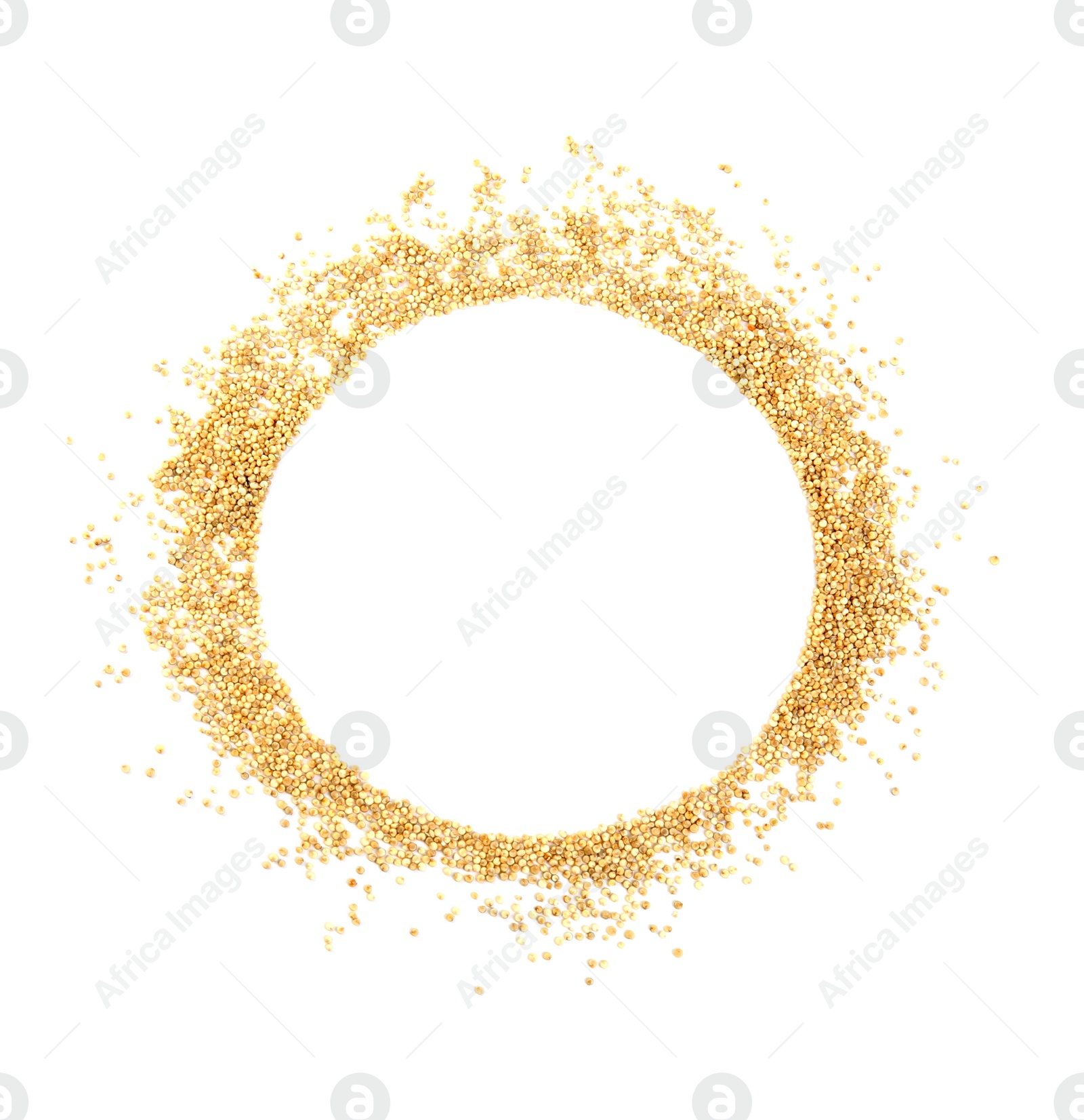 Photo of Frame of quinoa on white background, top view