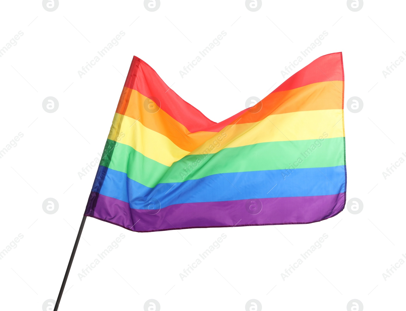 Photo of Bright rainbow LGBT flag isolated on white