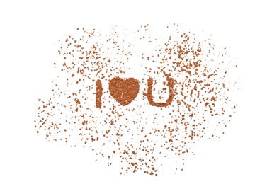 Photo of Composition with cocoa powder on white background