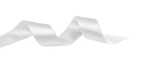 One white satin ribbon isolated on white