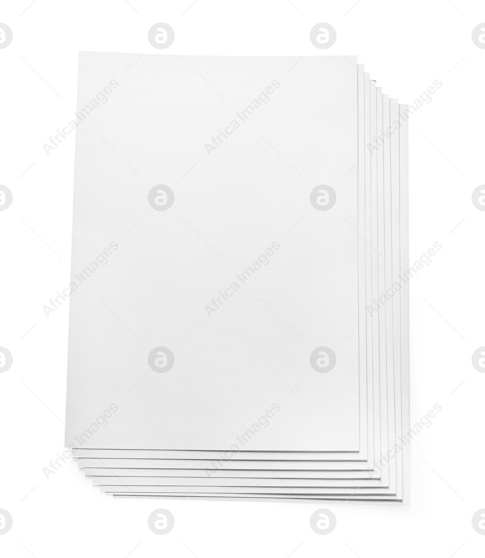 Photo of Stack of paper sheets on white background, top view