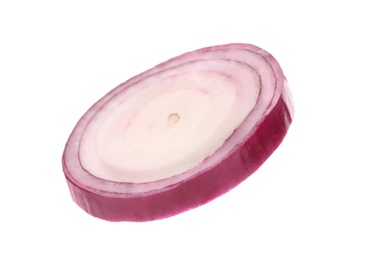 Photo of Fresh tasty onion slice on white background