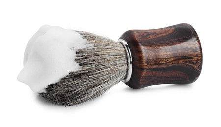 Shaving brush with foam isolated on white