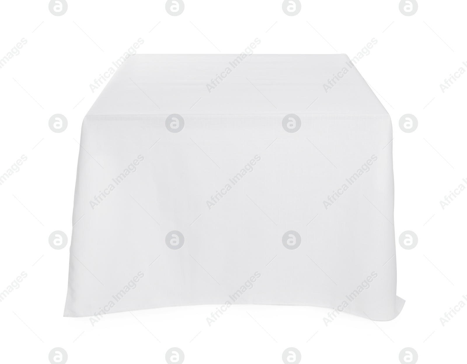 Photo of Table with white tablecloth isolated on white