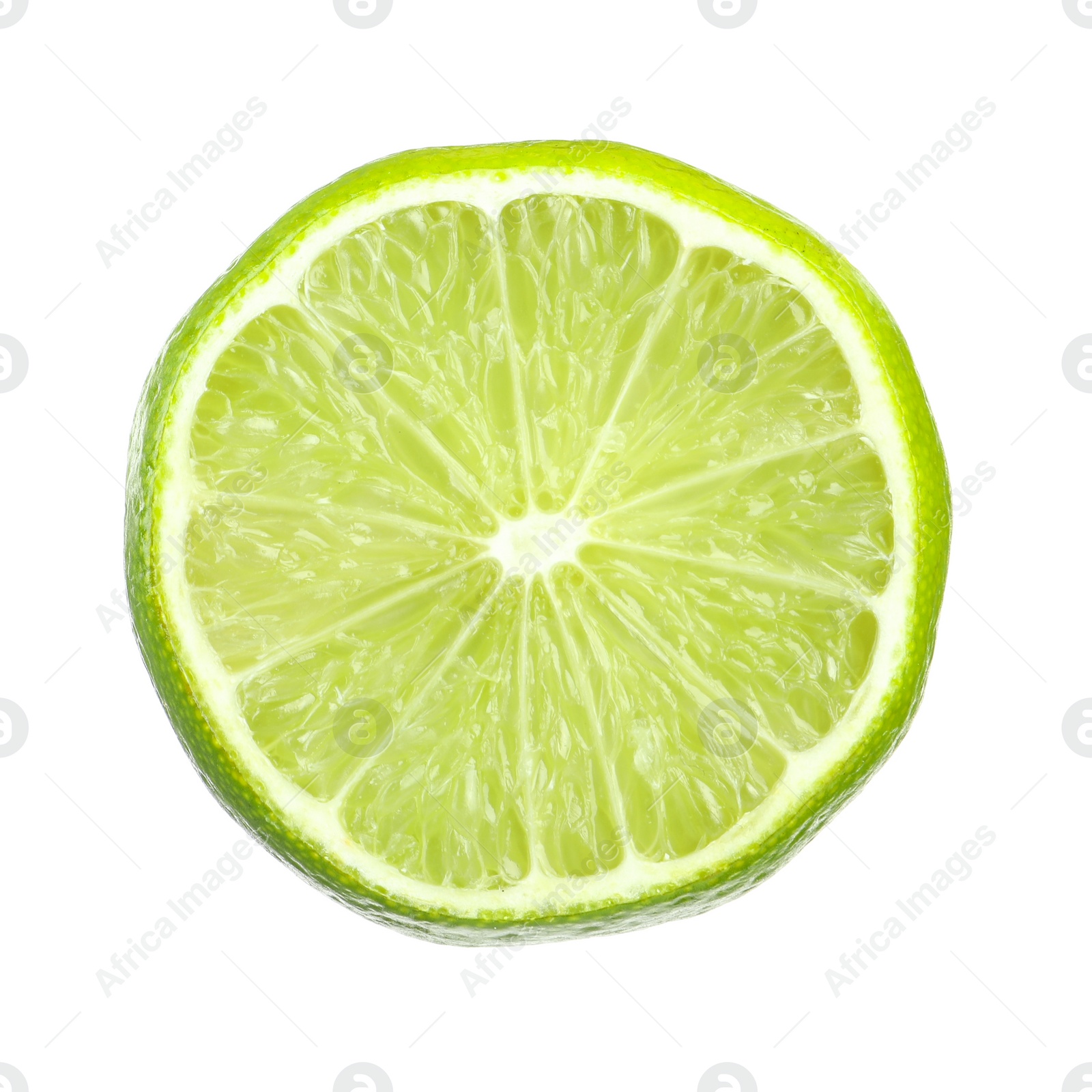 Photo of Slice of fresh green ripe lime isolated on white