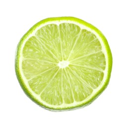 Slice of fresh green ripe lime isolated on white