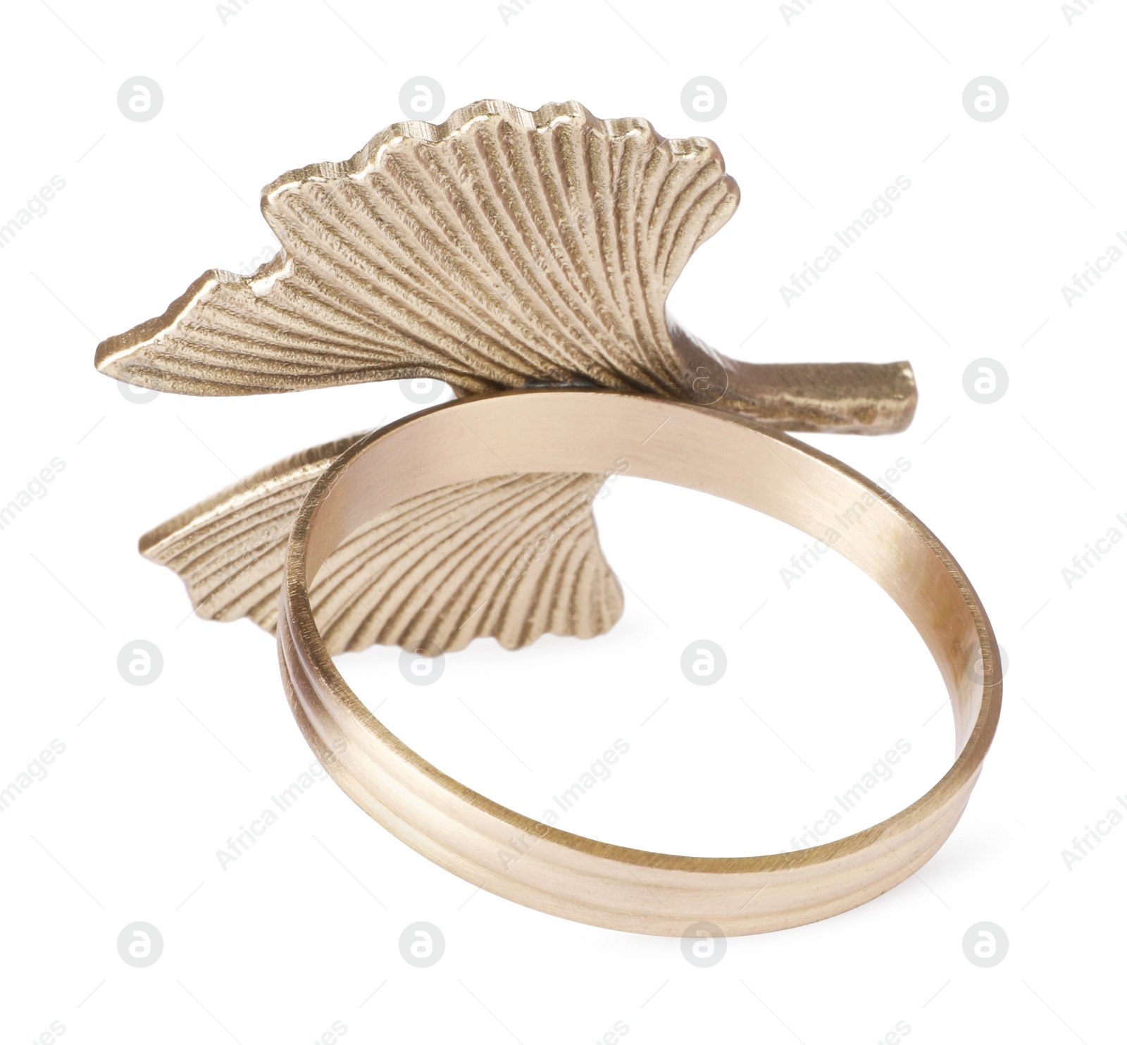 Photo of Decorative ring for napkin on white background