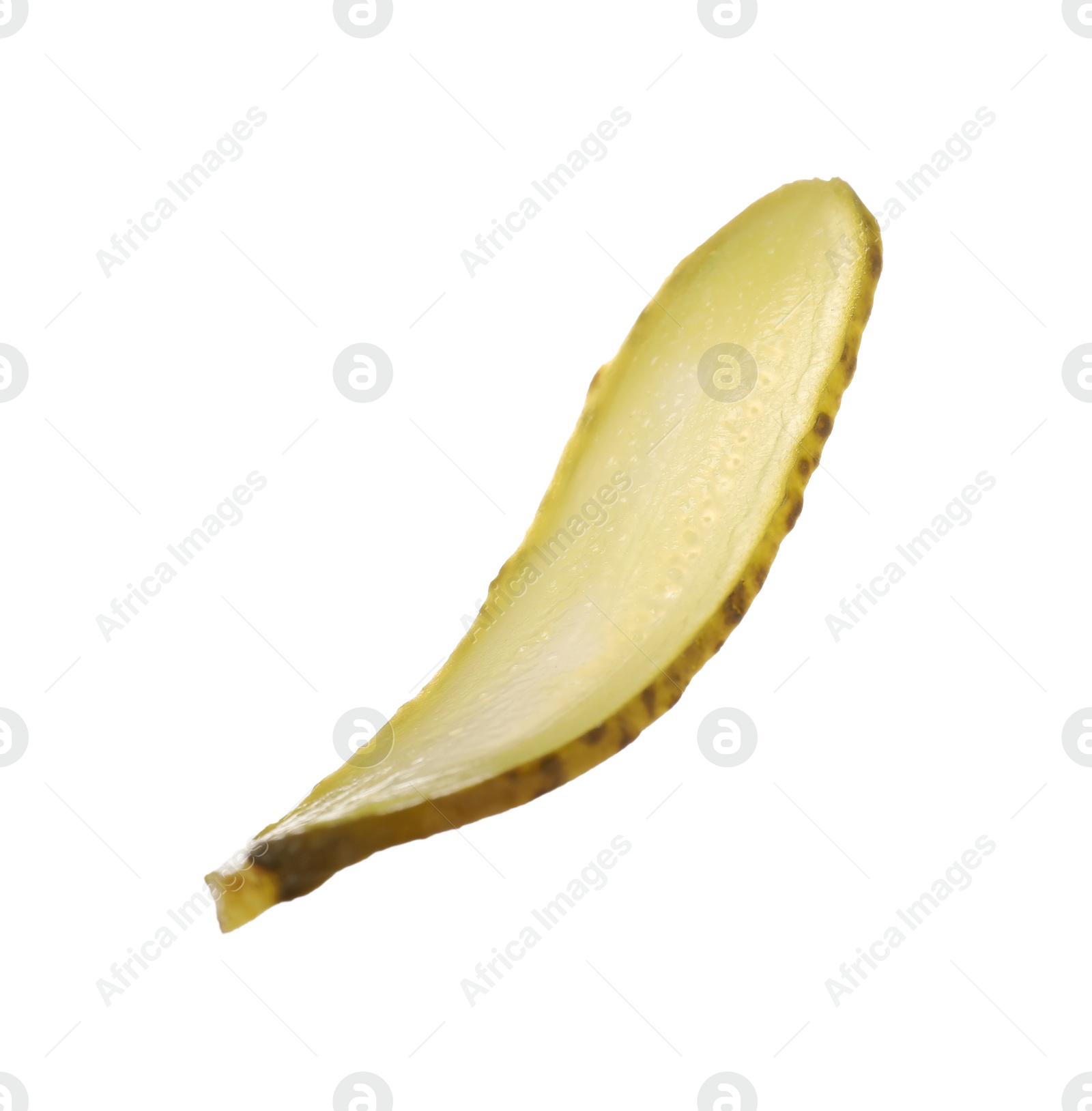 Photo of Slice of pickled cucumber isolated on white