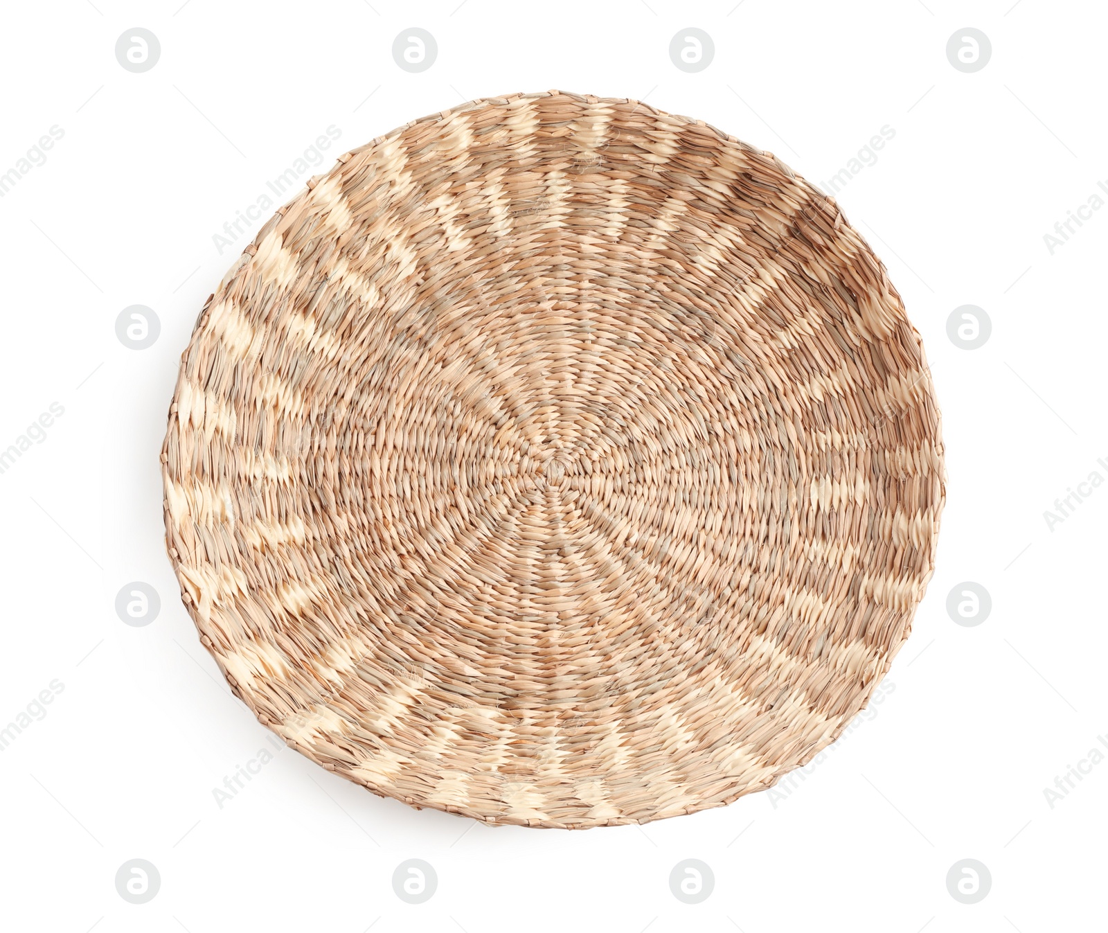 Photo of Wicker wall decor element isolated on white, top view