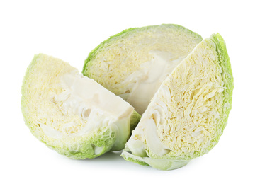 Fresh cut savoy cabbage isolated on white
