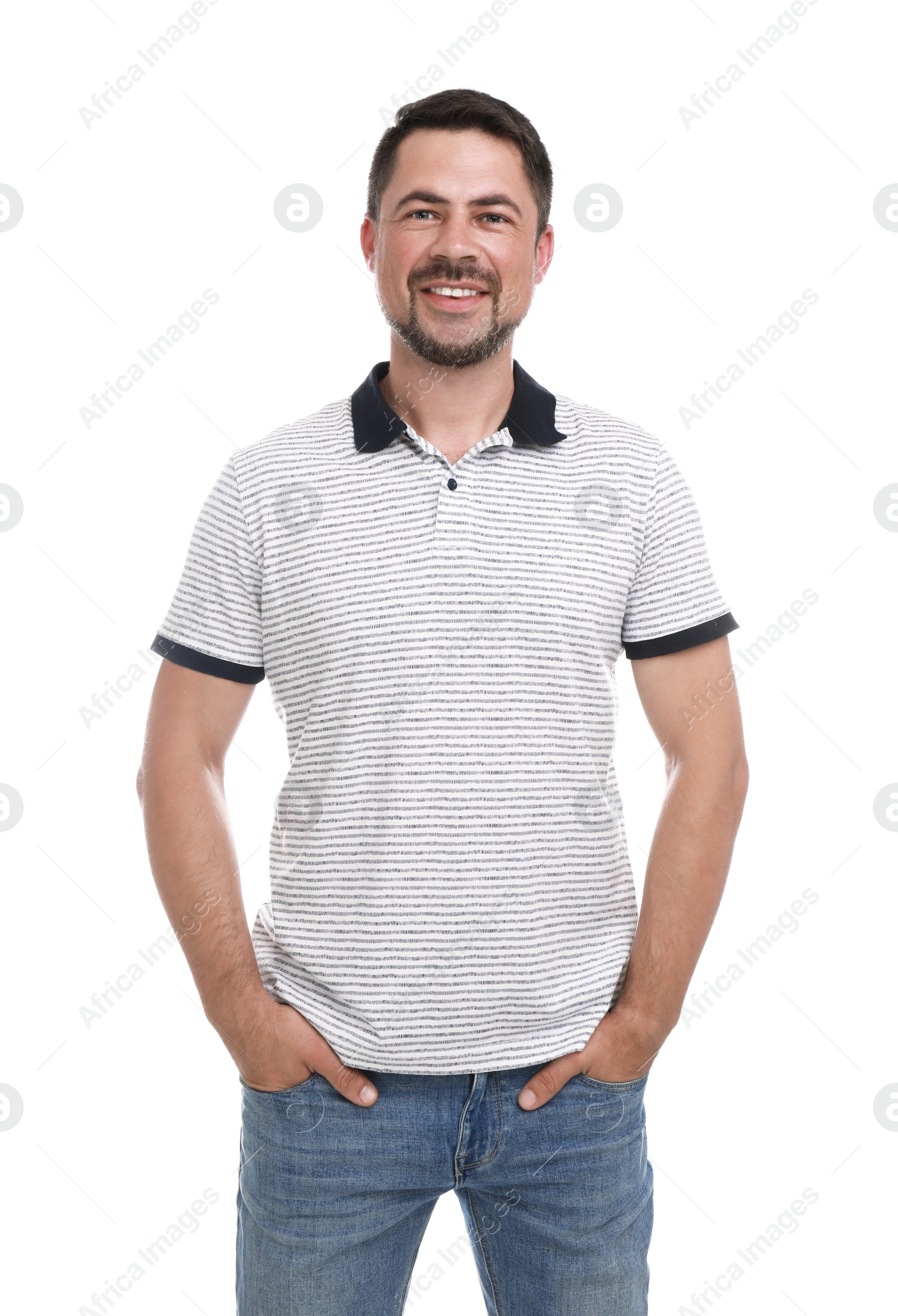 Photo of Portrait of handsome man on white background