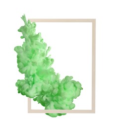 Image of Splash of green ink and frame on white background