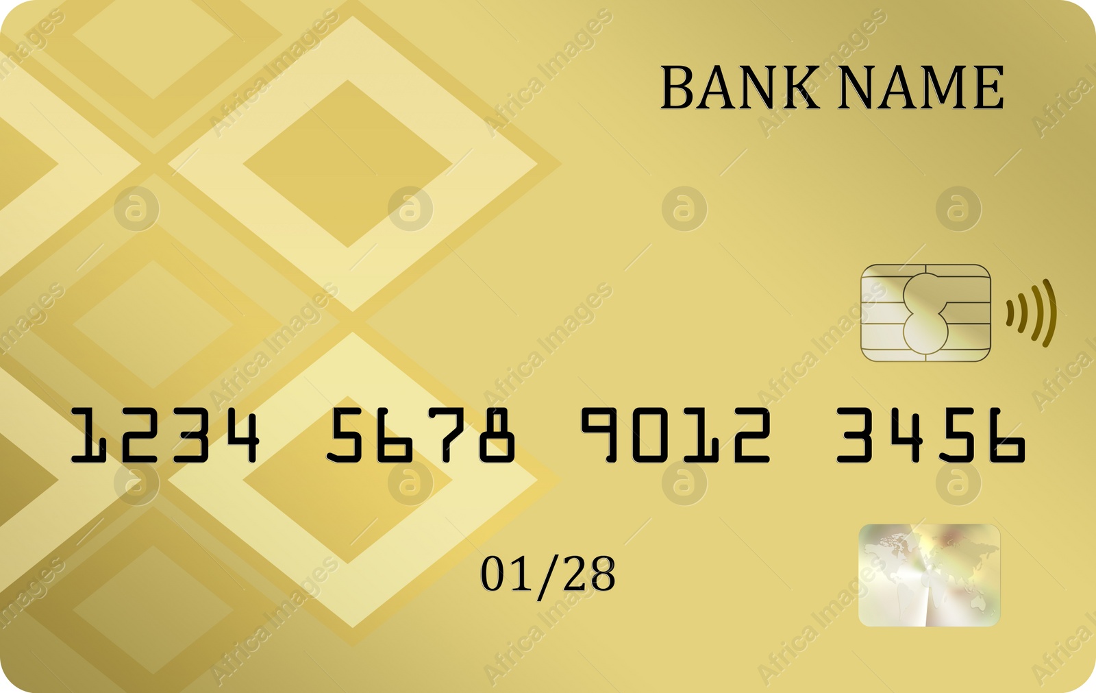 Illustration of Chip credit card, illustration. Mockup for design