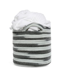 Photo of Laundry basket with clothes isolated on white