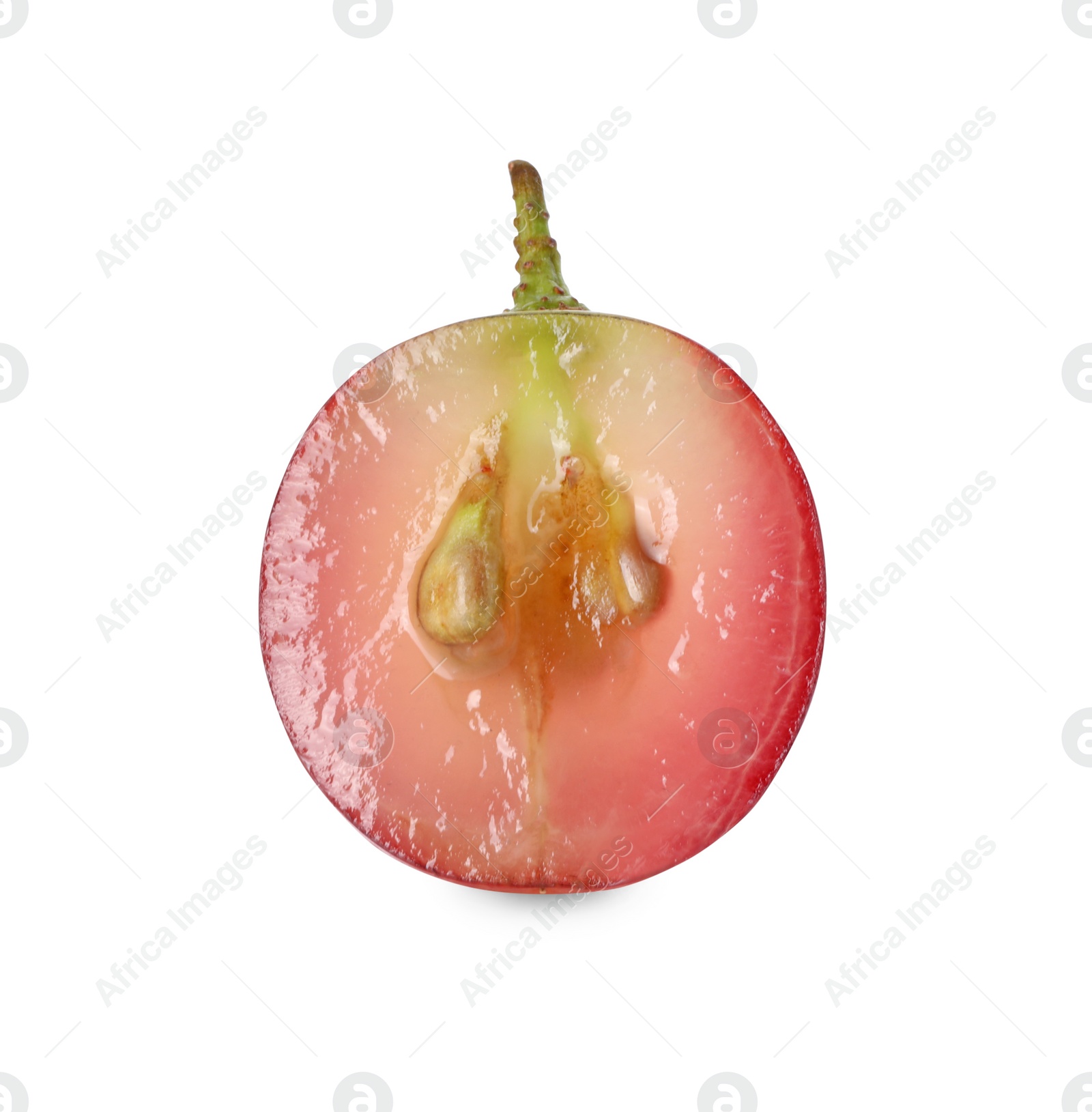 Half of ripe red grape isolated on white Photo of Half of ripe red grape isolated on white