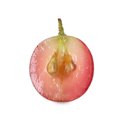 Photo of Half of ripe red grape isolated on white