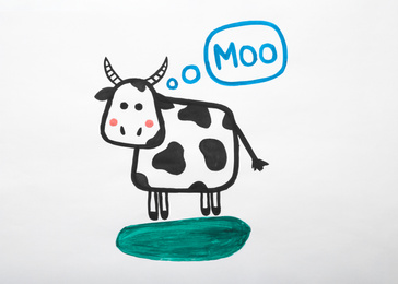 Photo of Child's painting of cow on white paper