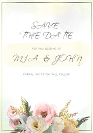 Illustration of Elegant wedding invitation with floral design. Mockup