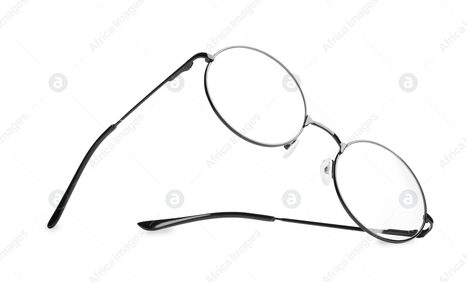 Photo of Round glasses with black frame isolated on white