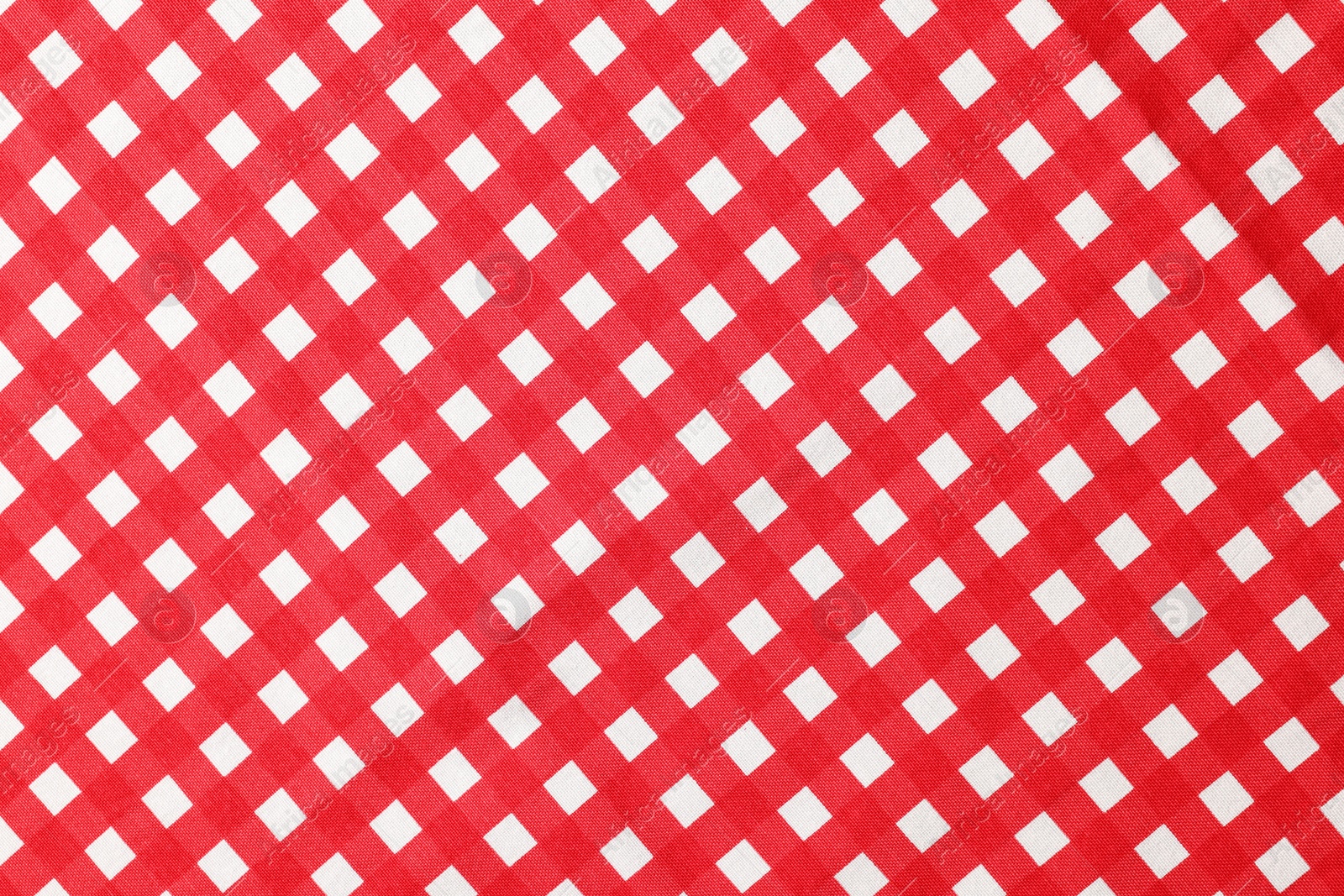 Photo of Red checkered tablecloth as background, top view