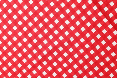 Photo of Red checkered tablecloth as background, top view