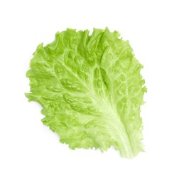 Photo of Fresh green lettuce leaf isolated on white, top view